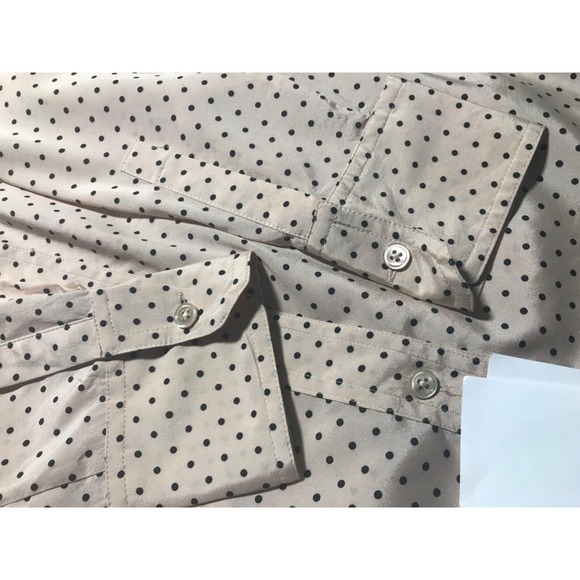 TORY BURCH‎ Button Up Shirt size 6 Silk Blend Pink Polka Dot Long Sleeve - Picture 12 of 12